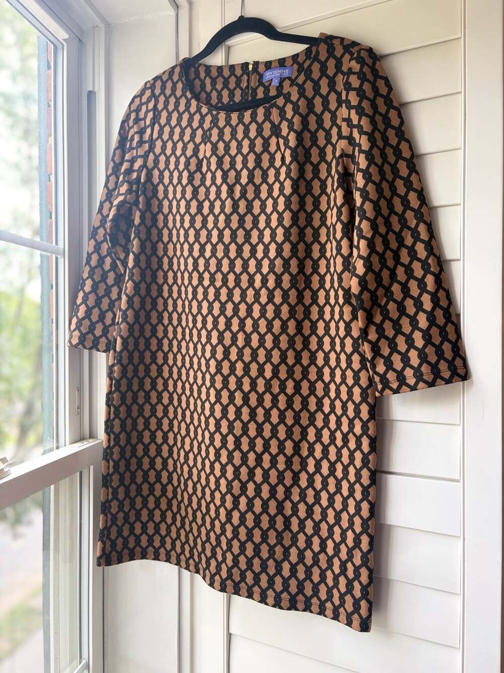 Vivienne‎ Tam Fall Winter Elevated Basics Shift Dress 3/4 Sleeve Knit Sz10